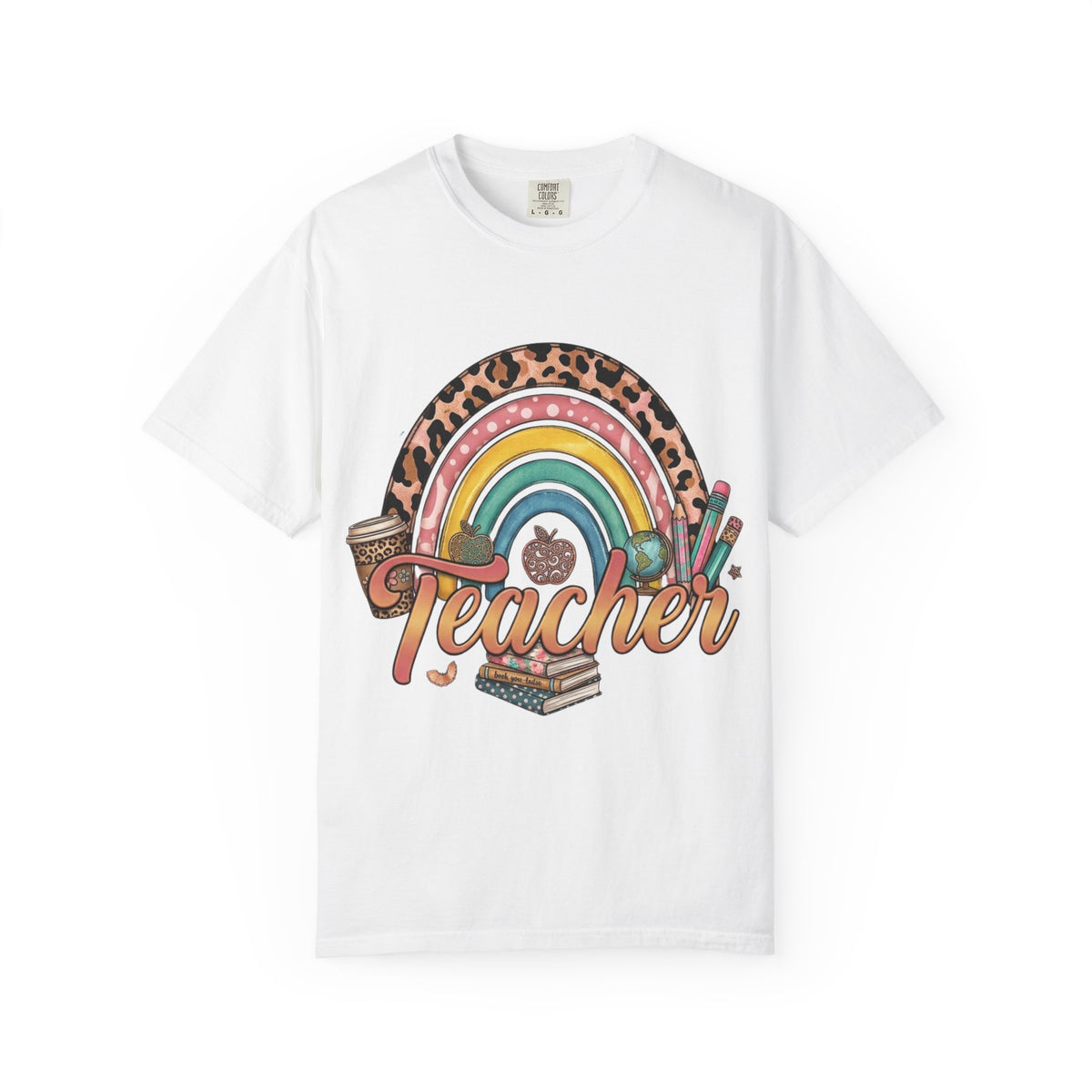 Teacher Rainbow Leopard Graphic T-Shirt — Cute Back-to-School Gift for Educators