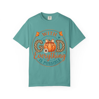 "With God Everything Is Possible" Pumpkin Fall T-Shirt