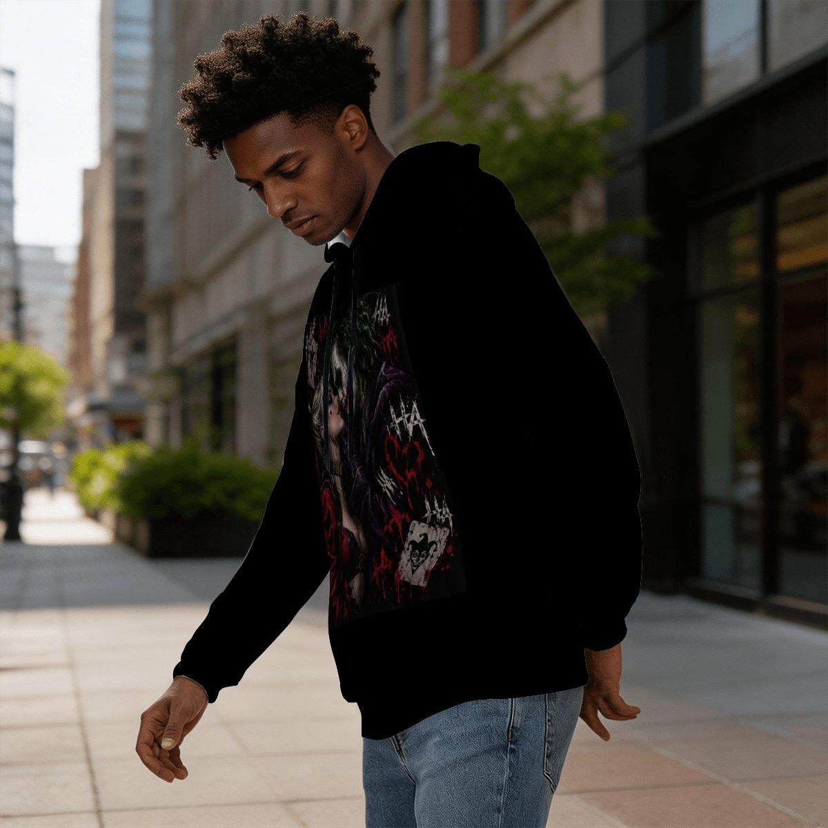Mens Hoodie with Pockets Customized Services Joker Harley Joker Harley Joker