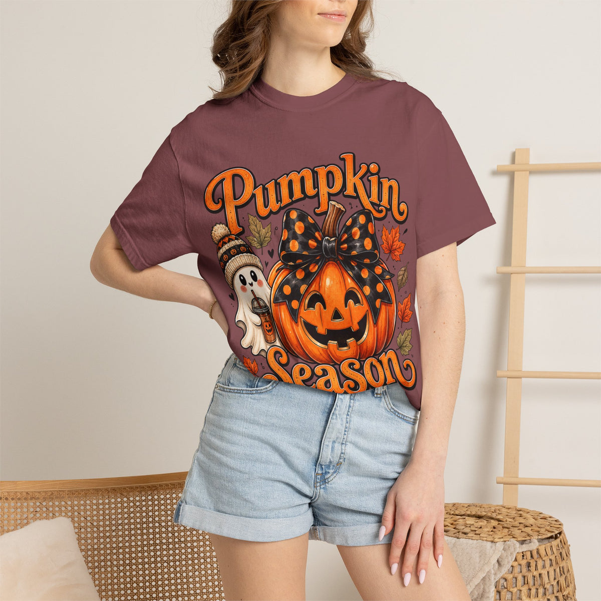 Pumpkin Season T-Shirt — Cute Jack-O’-Lantern & Ghost Fall Tee