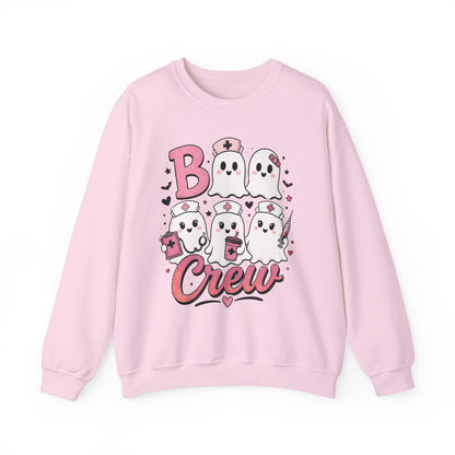 Boo Crew Sweatshirt — Cute Pink Ghost Nurse Halloween Crewneck