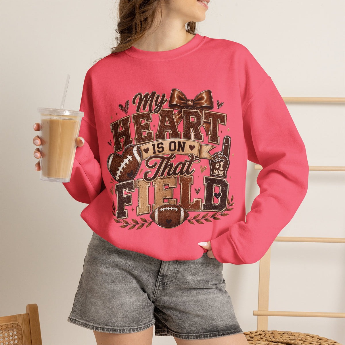 Football Crewneck Sweatshirt — “My Heart Is On That Field” Fan Pullover