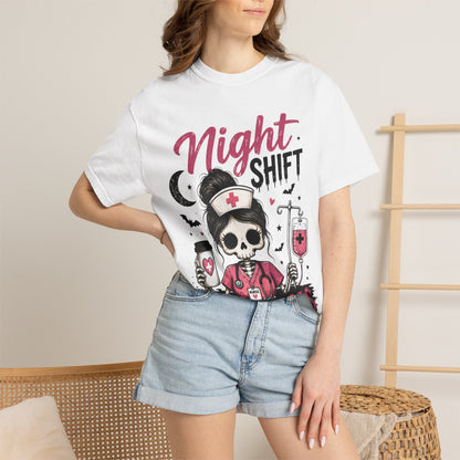 Night Shift Nightmares T-Shirt — Nurse Skull Horror Medical Staff Tee
