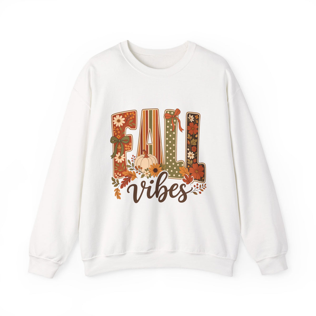 Fall Vibes Sweatshirt — Cozy Autumn Pumpkin Floral Crewneck