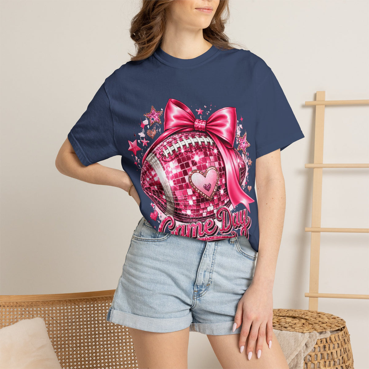 Game Day Pink Football T-Shirt — Sparkle Bow 'Game Day' Tee