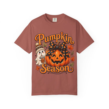 Pumpkin Season T-Shirt — Cute Jack-O’-Lantern & Ghost Fall Tee