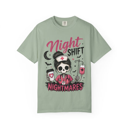Night Shift Nightmares T-Shirt — Nurse Skull Horror Medical Staff Tee
