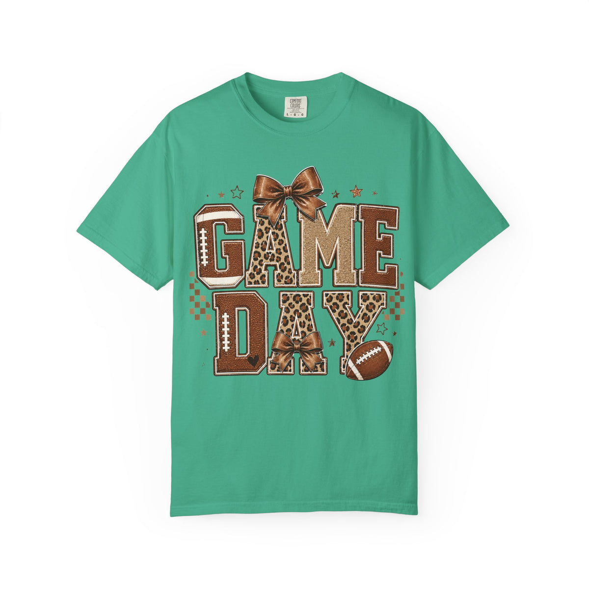 Game Day T-Shirt — Leopard Print Football Tee with Bow