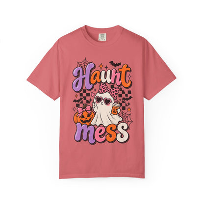 Haunt Mess Halloween T-Shirt — Cute Ghost, Pumpkin & Candy Design