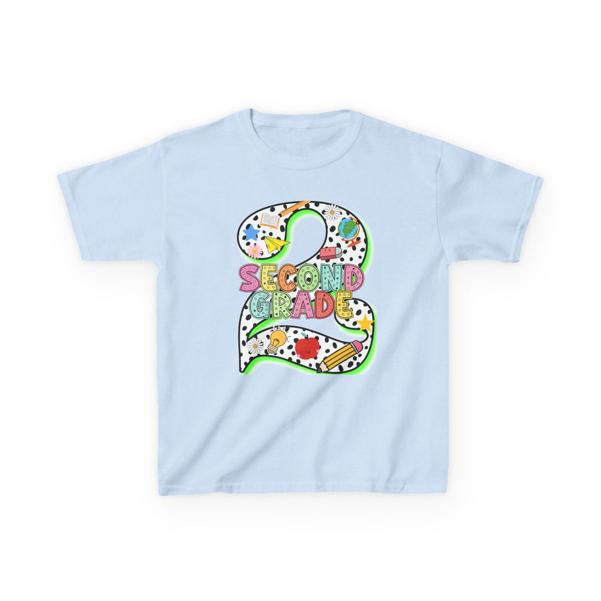 Kids 'Second Grade' Number 2 Colorful Art T‑Shirt — Back-to-School Gift