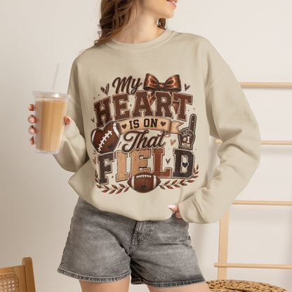 Football Mom Sweatshirt - "My Heart Is On That Field" Crewneck