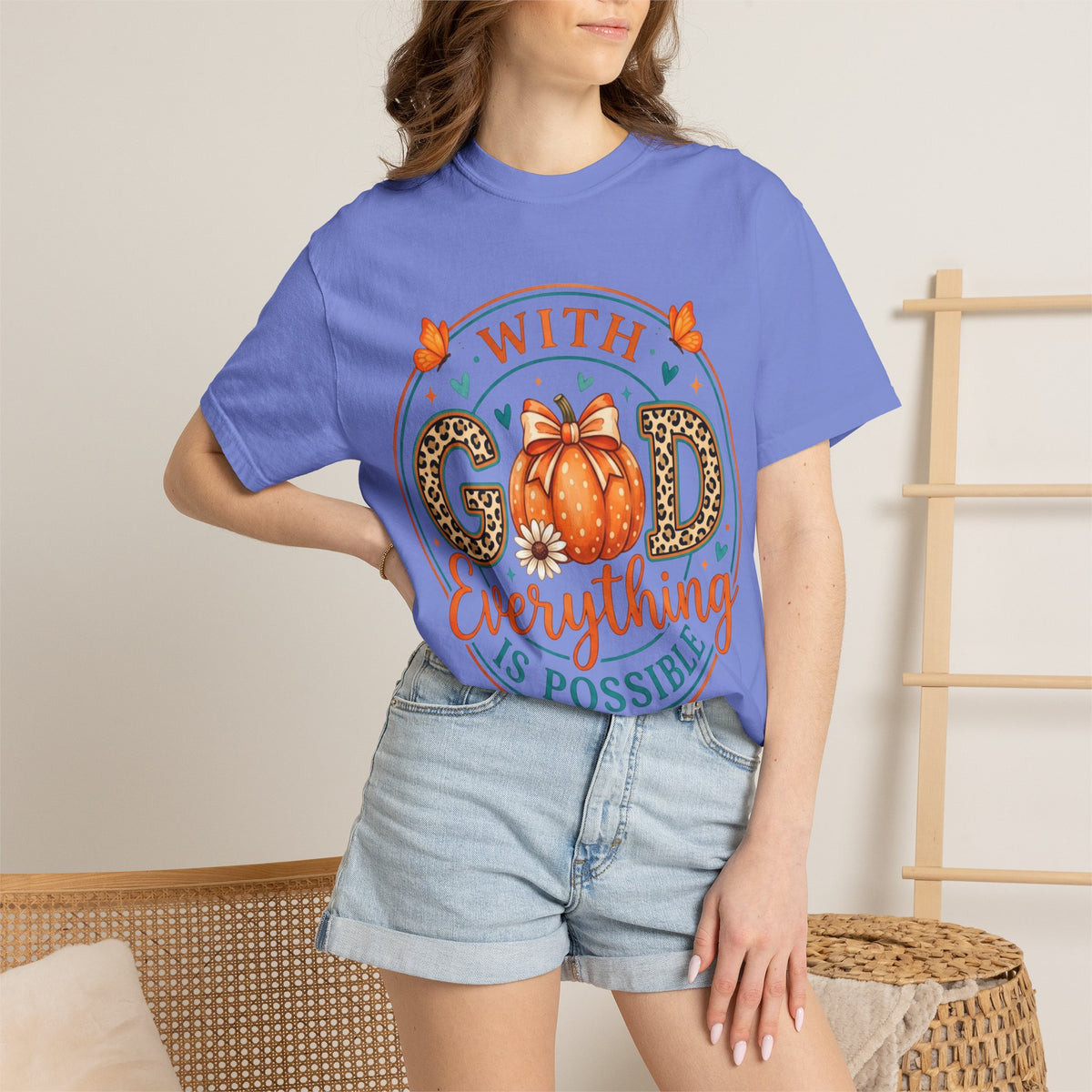 "With God Everything Is Possible" Pumpkin Fall T-Shirt
