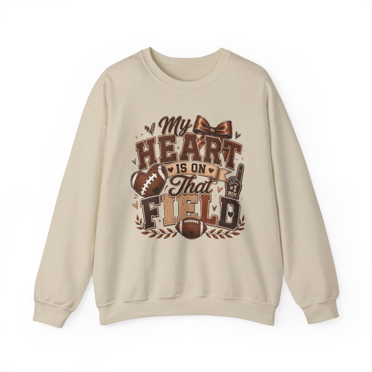 Football Mom Sweatshirt - "My Heart Is On That Field" Crewneck