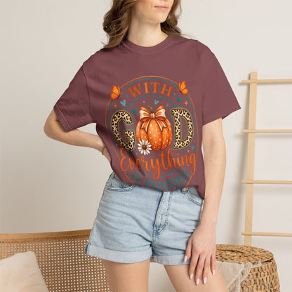 "With God Everything Is Possible" Pumpkin Fall T-Shirt