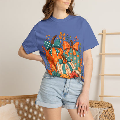 Autumn Floral Pumpkins T-Shirt — Fall Harvest Graphic Tee