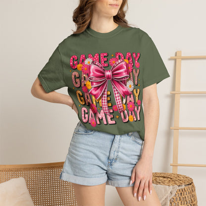 Game Day T-Shirt — Pink Bow Cheer Graphic Tee