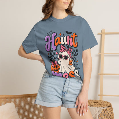 Haunt Mess Halloween T-Shirt — Cute Ghost, Pumpkin & Candy Design