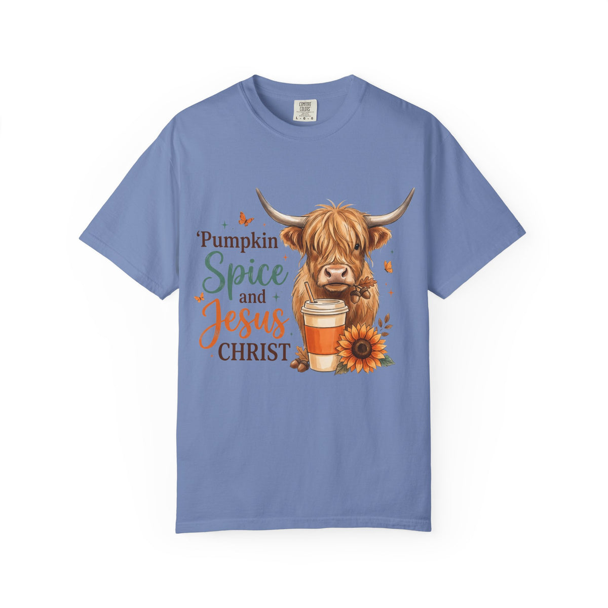 Pumpkin Spice and Jesus T-Shirt — Fall Cow Coffee Graphic Tee