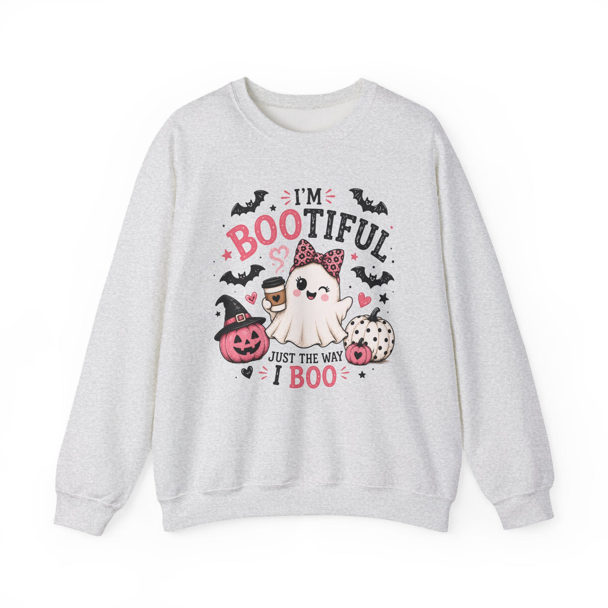 Halloween Sweatshirt — "I'm Bootiful Just the Way I Boo" Cute Ghost Pumpkin Design