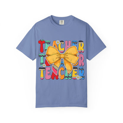 Teacher Bow T-Shirt — Colorful Retro Teacher Appreciation Tee