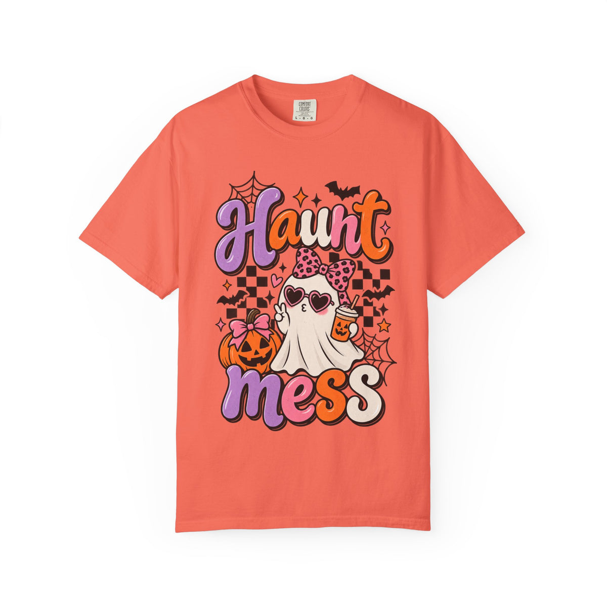 Haunt Mess Halloween T-Shirt — Cute Ghost, Pumpkin & Candy Design