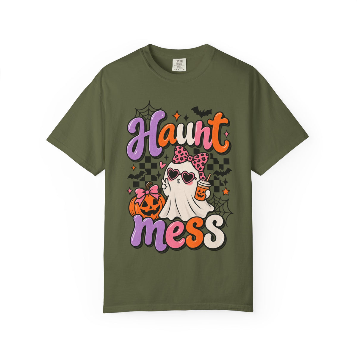 Haunt Mess Halloween T-Shirt — Cute Ghost, Pumpkin & Candy Design