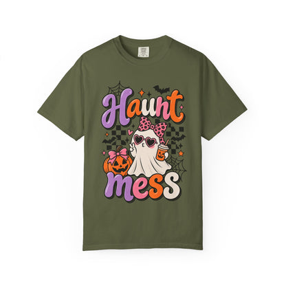Haunt Mess Halloween T-Shirt — Cute Ghost, Pumpkin & Candy Design