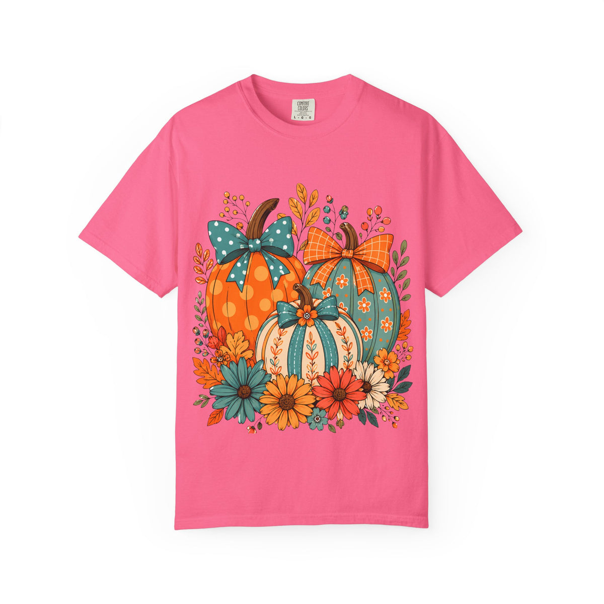 Autumn Floral Pumpkins T-Shirt — Fall Harvest Graphic Tee