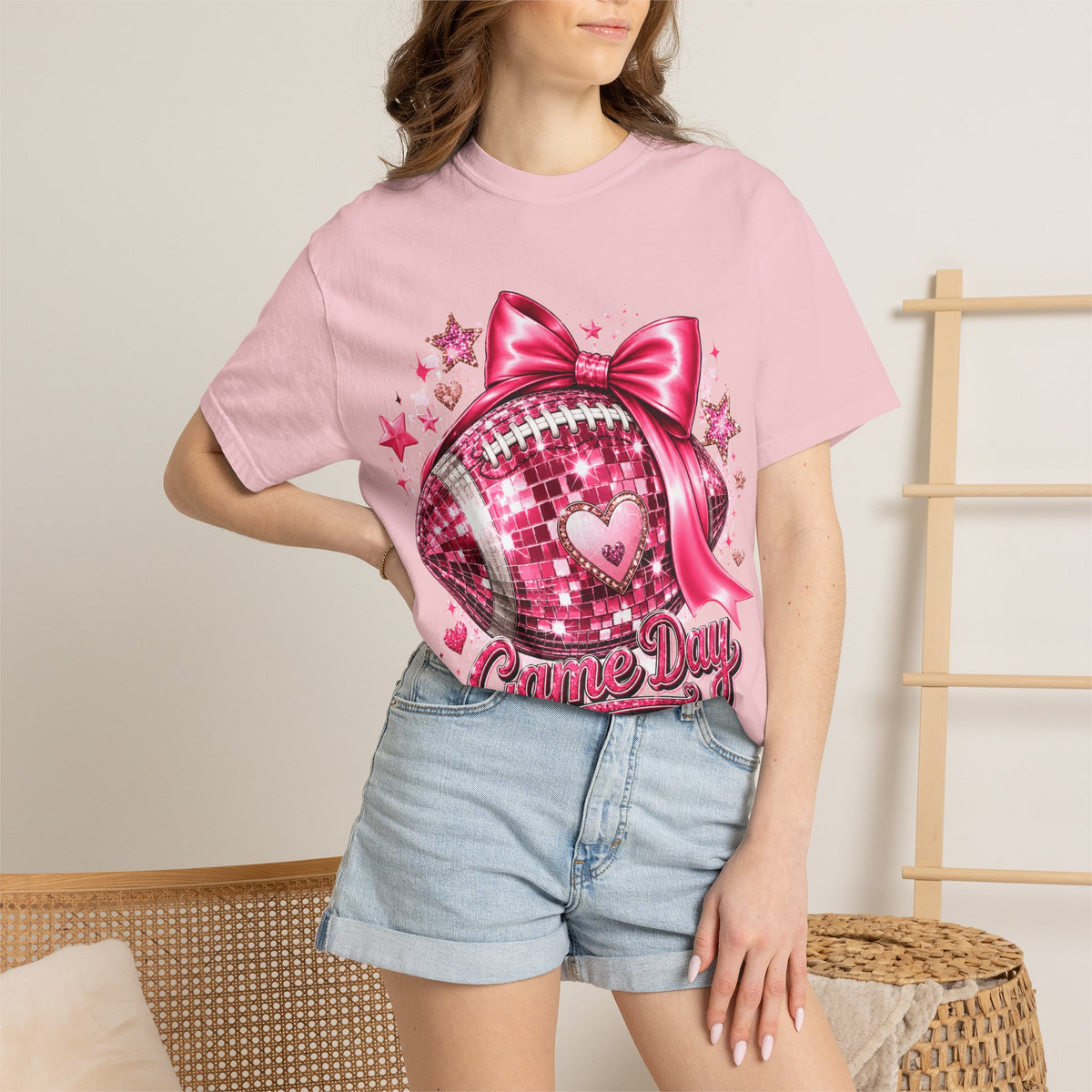 Game Day Pink Football T-Shirt — Sparkle Bow 'Game Day' Tee
