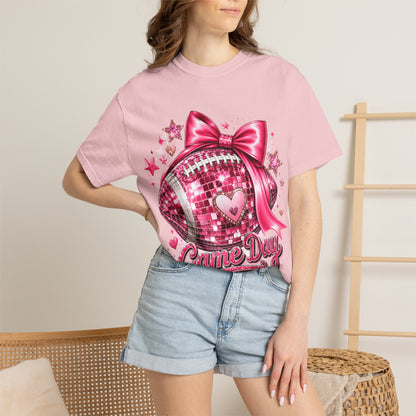 Game Day Pink Football T-Shirt — Sparkle Bow 'Game Day' Tee