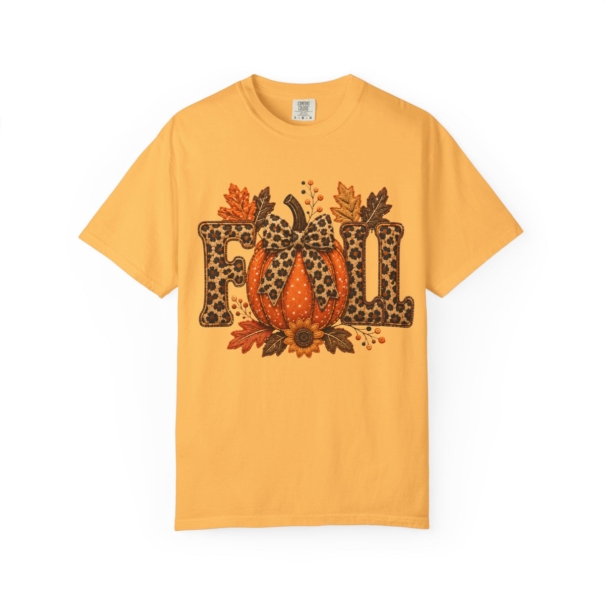 Fall Leopard Pumpkin T-Shirt — Autumn Leaves Graphic Tee