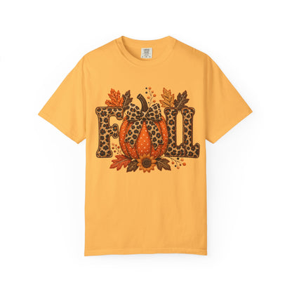 Fall Leopard Pumpkin T-Shirt — Autumn Leaves Graphic Tee