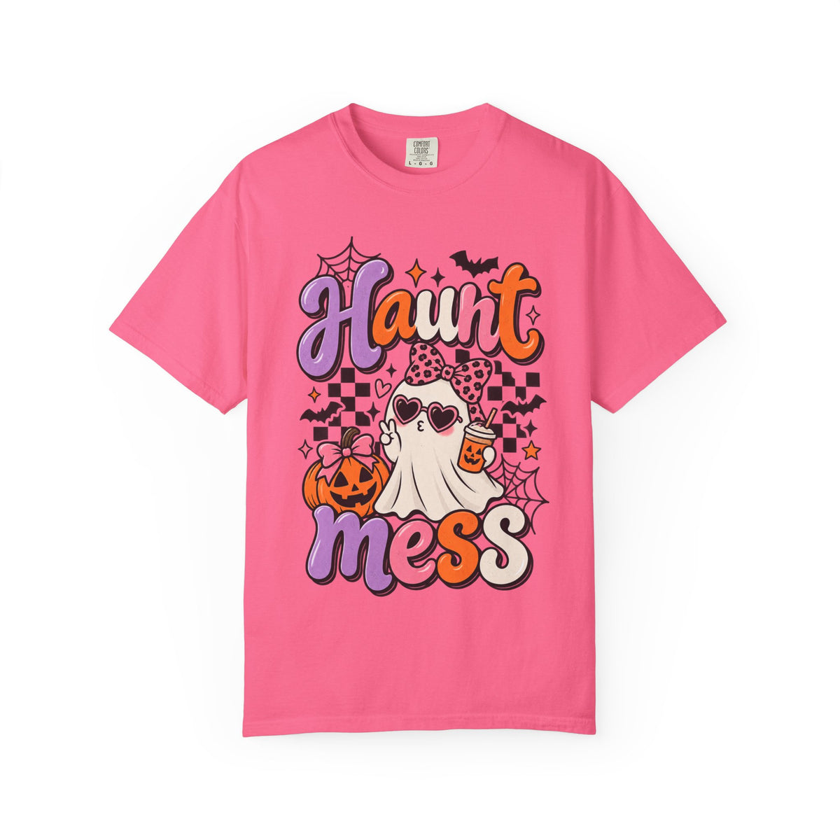 Haunt Mess Halloween T-Shirt — Cute Ghost, Pumpkin & Candy Design