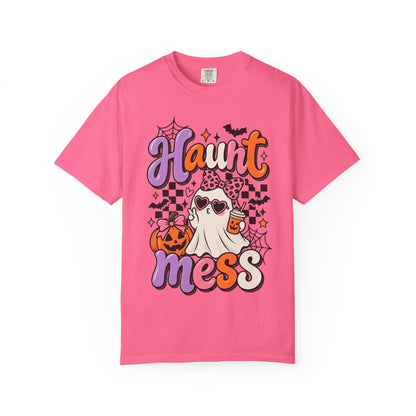 Haunt Mess Halloween T-Shirt — Cute Ghost, Pumpkin & Candy Design