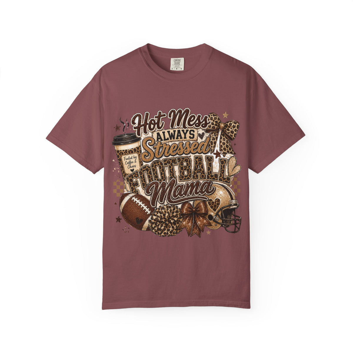 Football Mama T-Shirt – "Hot Mess Always Stressed" Graphic Tee for Cheerful Game Day Moms