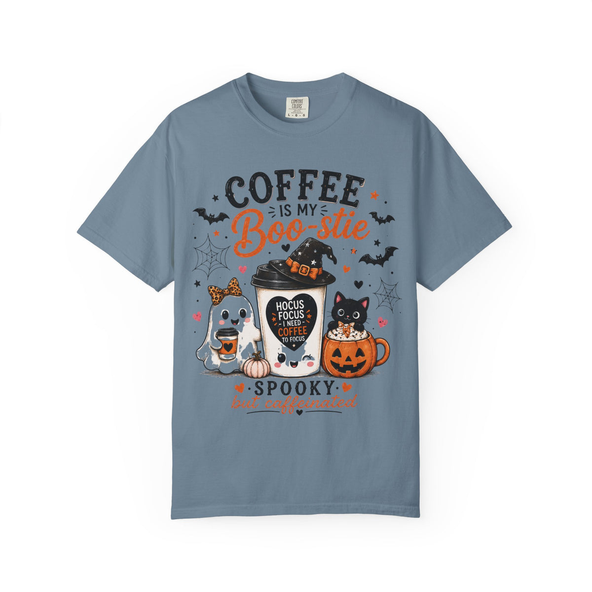 Coffee Is My Boo-stie Halloween Tee — Spooky But Caffeinated Cat & Pumpkin Design