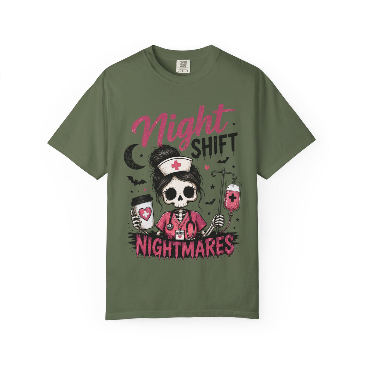 Night Shift Nightmares T-Shirt — Nurse Skull Horror Medical Staff Tee