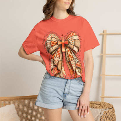 Christian Cross Bow T-Shirt — Faith-Inspired Ribbon Design (Psalm 16:5)