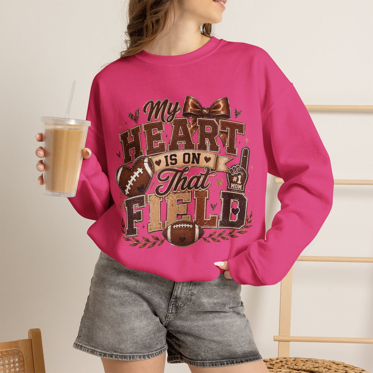 Football Crewneck Sweatshirt — “My Heart Is On That Field” Fan Pullover