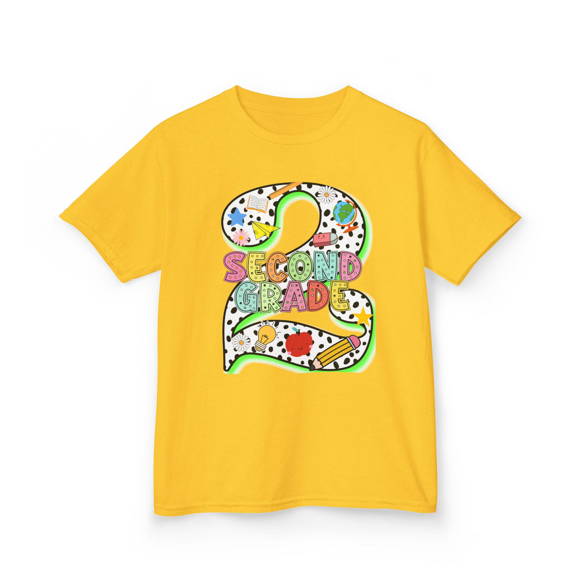 Kids 'Second Grade' Number 2 Colorful Art T‑Shirt — Back-to-School Gift