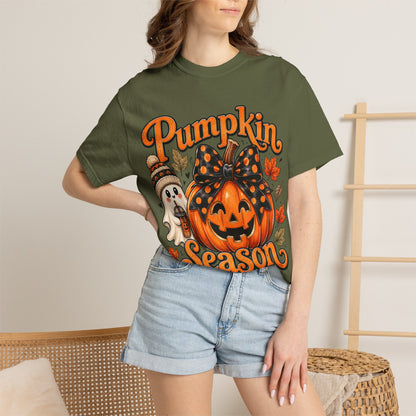 Pumpkin Season T-Shirt — Cute Jack-O’-Lantern & Ghost Fall Tee