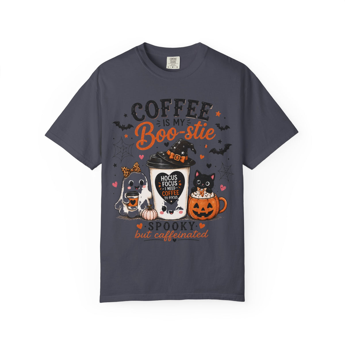 Coffee Is My Boo-stie Halloween Tee — Spooky But Caffeinated Cat & Pumpkin Design