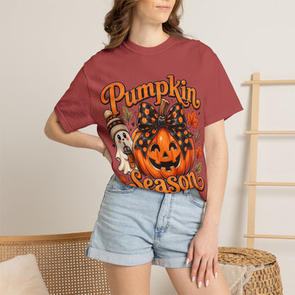 Pumpkin Season T-Shirt — Cute Jack-O’-Lantern & Ghost Fall Tee