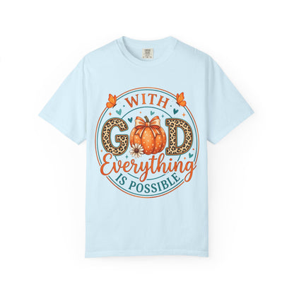 "With God Everything Is Possible" Pumpkin Fall T-Shirt