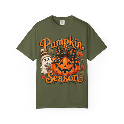 Pumpkin Season T-Shirt — Cute Jack-O’-Lantern & Ghost Fall Tee