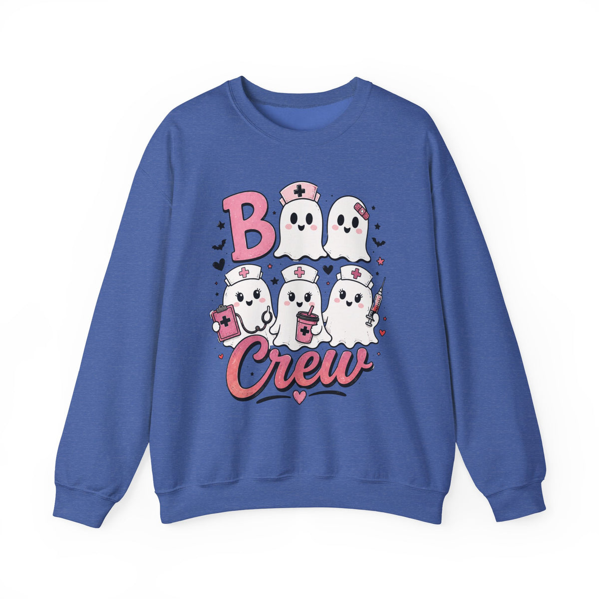 Boo Crew Sweatshirt — Cute Pink Ghost Nurse Halloween Crewneck
