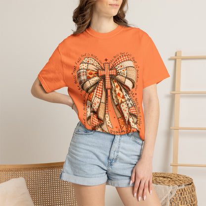 Christian Cross Bow T-Shirt — Faith-Inspired Ribbon Design (Psalm 16:5)