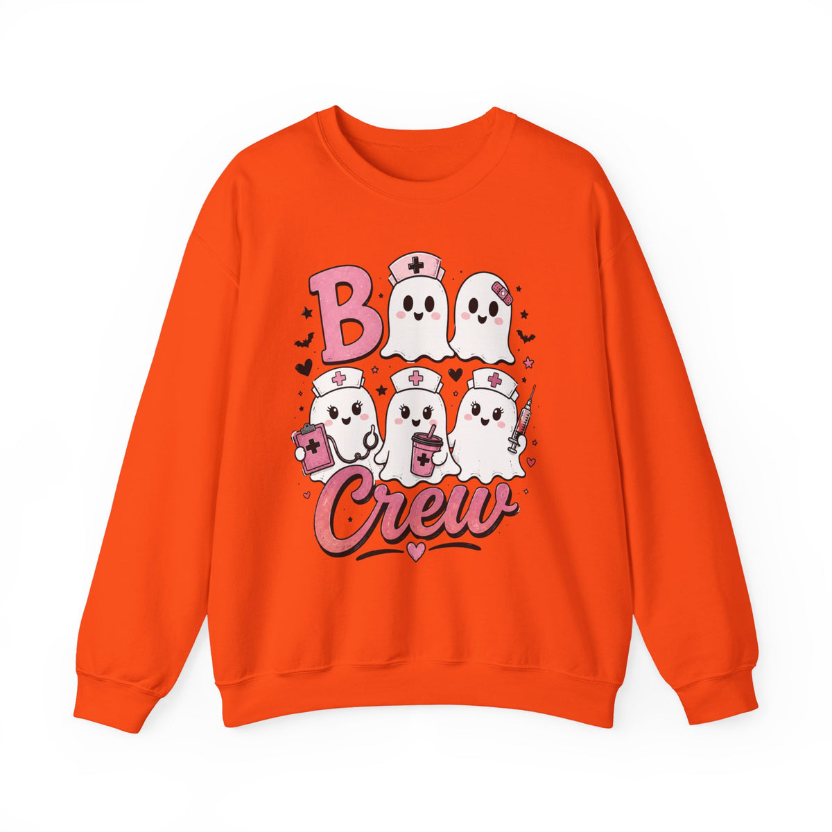 Boo Crew Sweatshirt — Cute Pink Ghost Nurse Halloween Crewneck