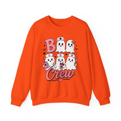 Boo Crew Sweatshirt — Cute Pink Ghost Nurse Halloween Crewneck