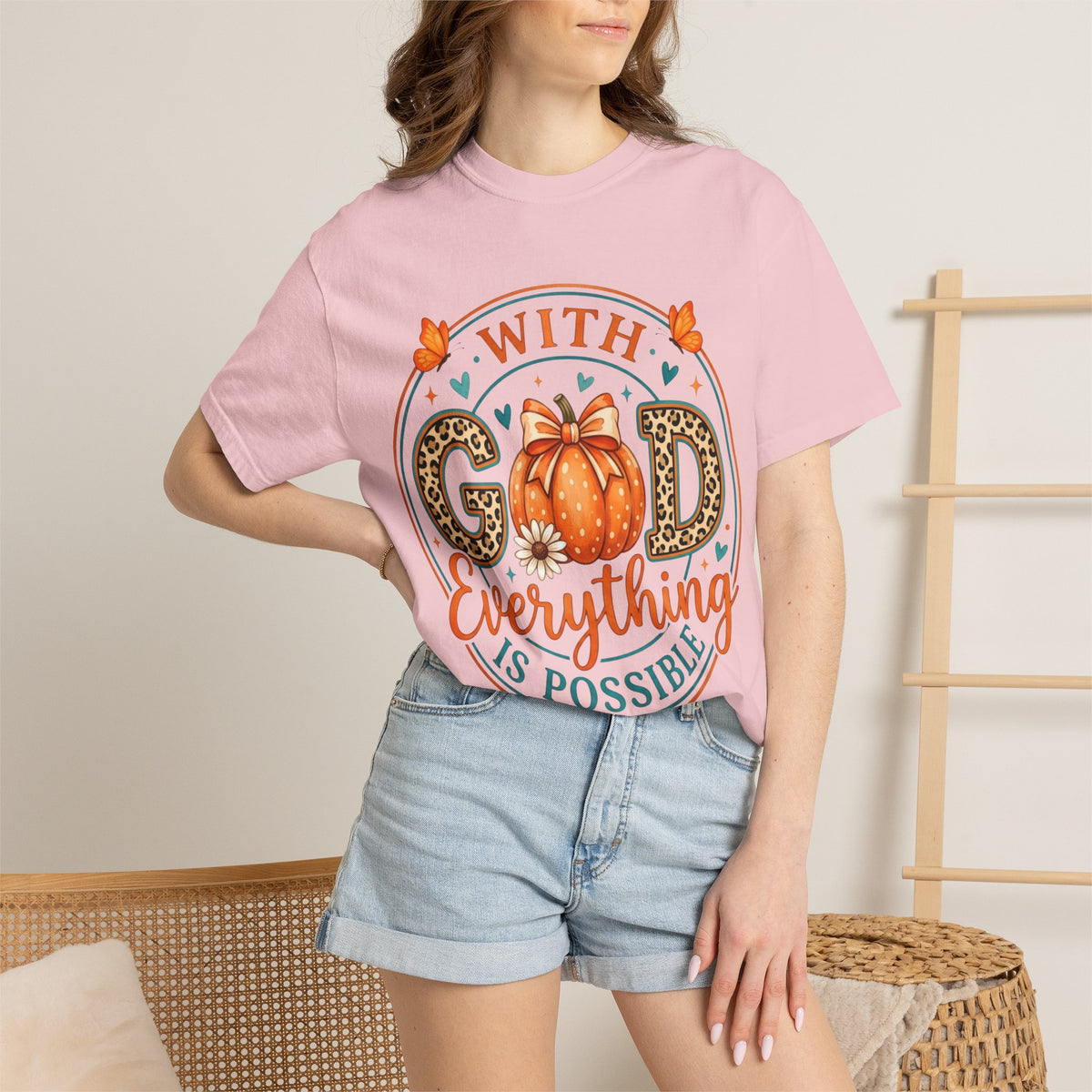 "With God Everything Is Possible" Pumpkin Fall T-Shirt